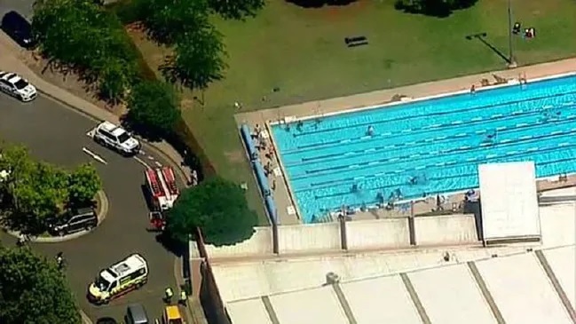 Emergency crews at the scene of the pool. Picture 9 News Source Supplied