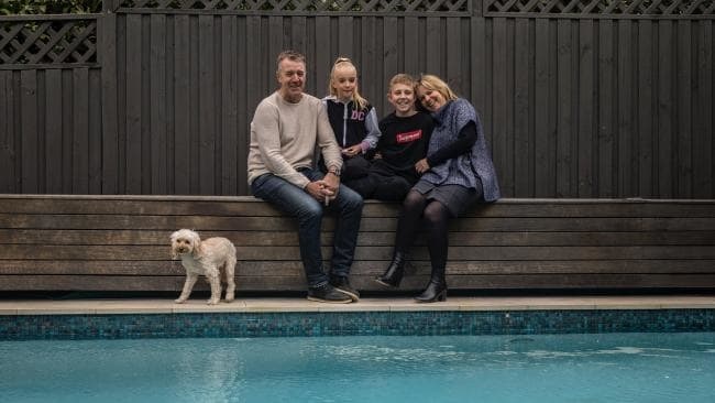 Michelle Rowcliff and Michael Husken with kids Charli and Cooper. Pic Jenny Evans.Source News Limited