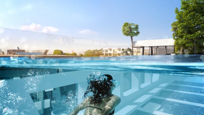 the hawthorn park development by dahua group will feature a pool suspended between two buildings